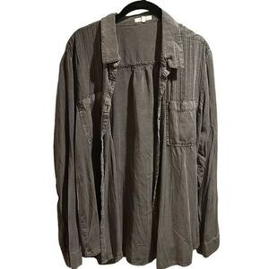 Maurices Grey Utility Long Sleeved Button-down Shirt Size XXL